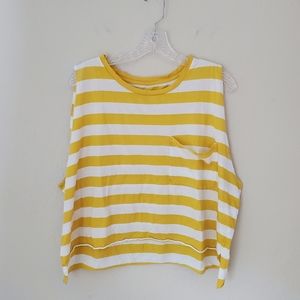 Aerie Real Soft Yellow & White Striped Pocket Tank